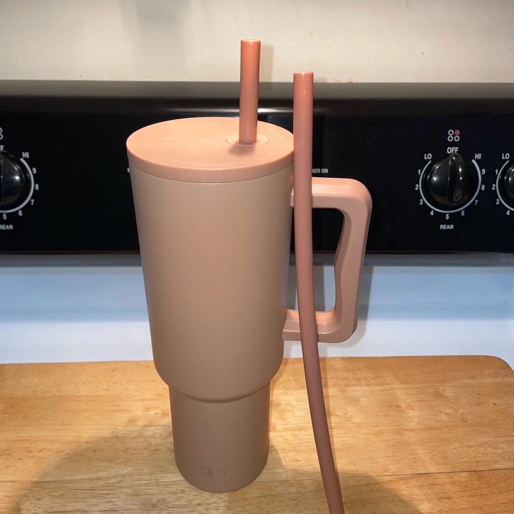 Sleek Tan Tumbler with Straw